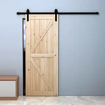 Solid wood K bar unfinished knotty pine barn sliding door