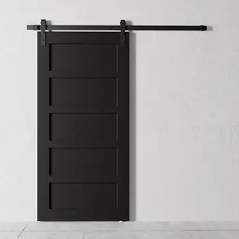 Black wooden interior 5 panel shaker panel barn door