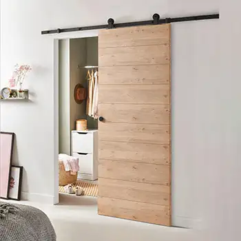 Tongue groove solid wood sliding barn doors for bedroom closets