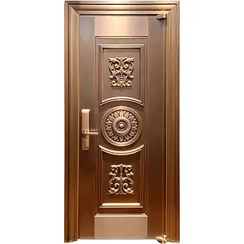 CPD10 house exterior main entrance traditional 3 panel armored security brass door