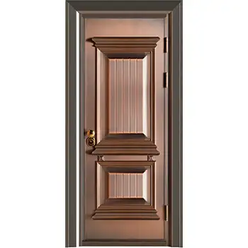 CPD05 villas exterior front entrance classic 2 panel armored security brass door