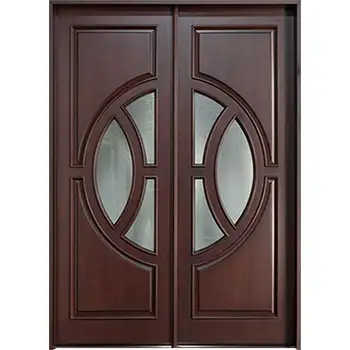 villas external entry classic brown paint side-lite riased panel solid walnut wood door
