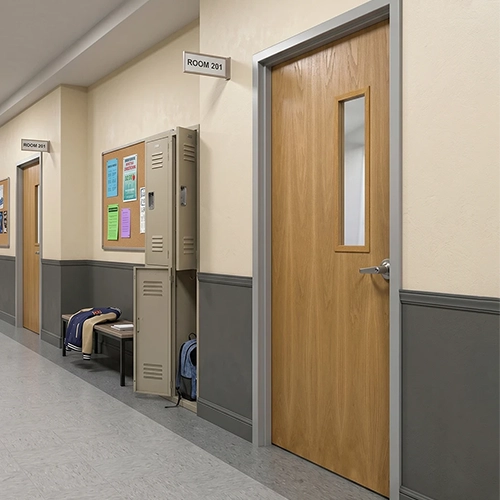 School classroom fire rated commerical wood door with glass