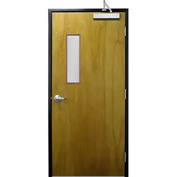 <font color='brown'>UL glazed flush solid core wood door with hollow metal frame</font>