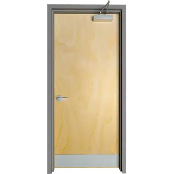 <font color='brown'>Interior flush UL glazed flush commercial solid core wood door with steel frame</font>