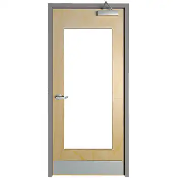 <font color='brown'>Office fire resistant full lite commercial wood door with metal frame</font>