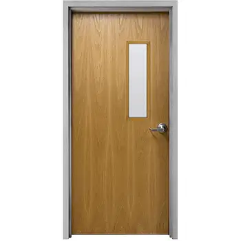 <font color='brown'>Commerical Interior brown UL glazed flush solid wood door with steel fr</font>