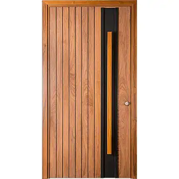 EMW21 house external entrance brown painted battens solid ash wood door