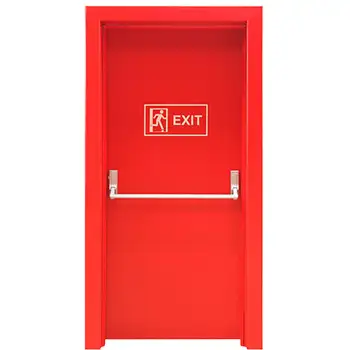 UL steel red fire resistant exit door with push bar