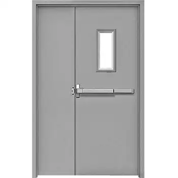 Steel clad fire resistant one and half emergency exit door with glass