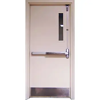 commerical emergency UL 2 hr glazed steel fire rated push bar exit door