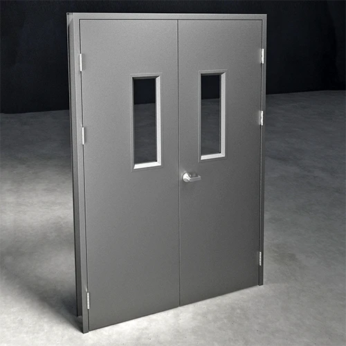 commercial steel double door with vision panel