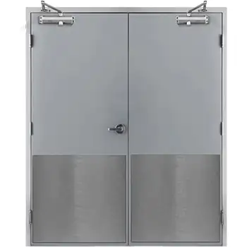Custom large size double steel fireproof door with kick plate