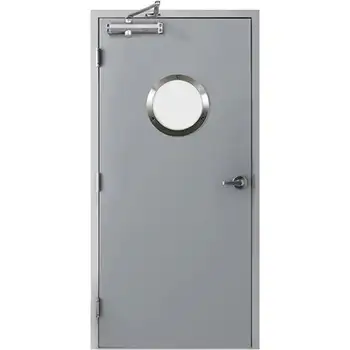 Commercial 120 minutes fire proof steel door with round glass