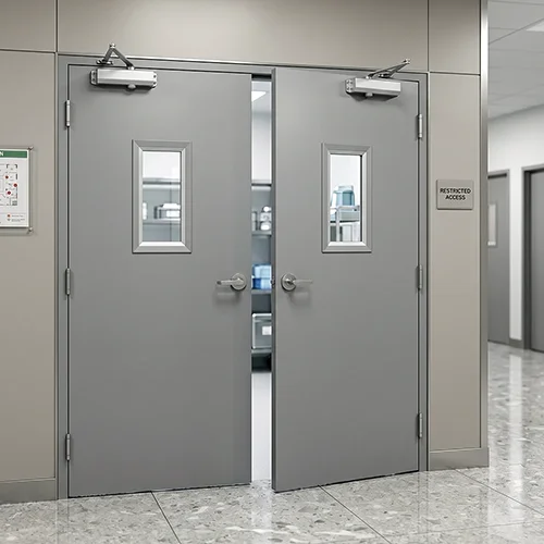 commercial steel double door with vision panel