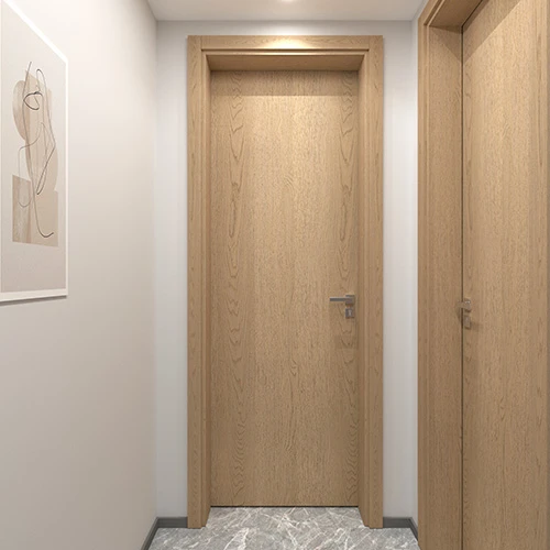 Minimalist sliced oak wood plain interior door