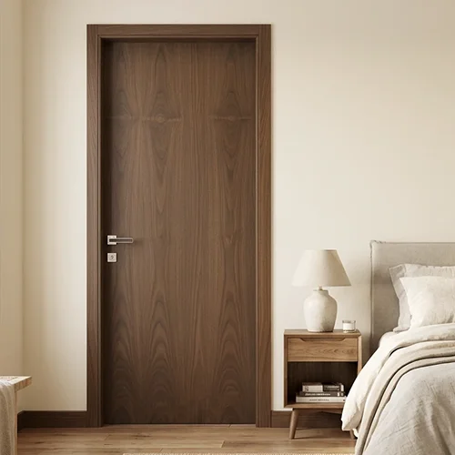 sliced walnut veneer flush wood interior bedroom door
