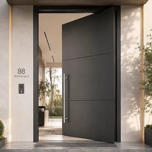 Exterior security metal extra large pivot front door