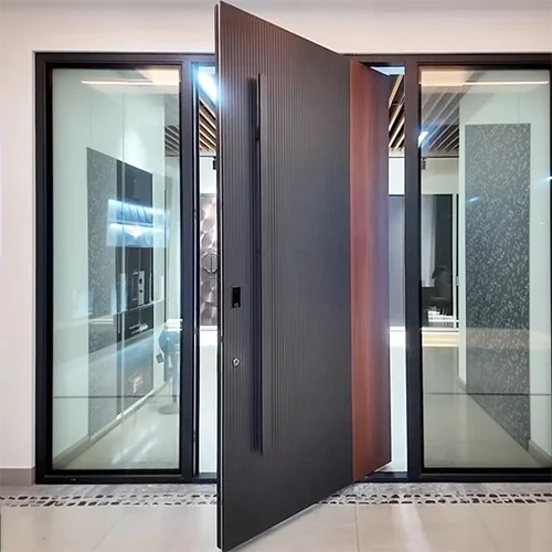 modern house exterior pivot hinge front door