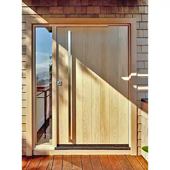 Premium solid white oak wood pivot front door with sidelites