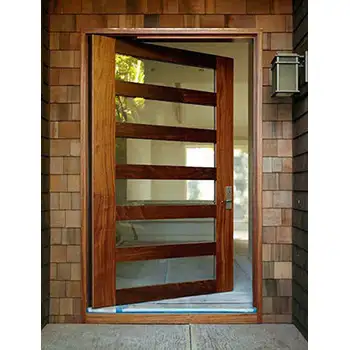 Quality solid walnut wood glass contemporary pivot entry door