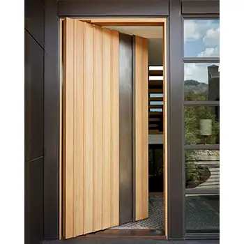 Villas house entry vertical batten solid wood oak exterior pivot door
