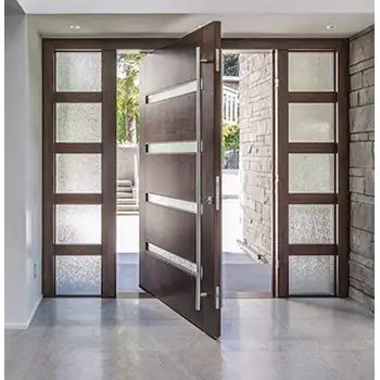 House entrance solid wood two sidelites oversized pivot front door
