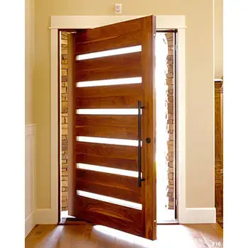 House entry solid walnut wood glazed pivot main door