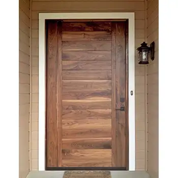 Solid walnut wood flush external single pivot front door