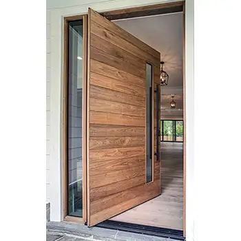 External tongue groove walnut oversized custom pivot wood door