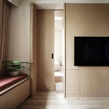 Interior bedroom modern flush floor to ceiling pocket sliding door