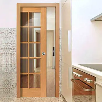 Interior wooden french pocket sliding door for kitchen