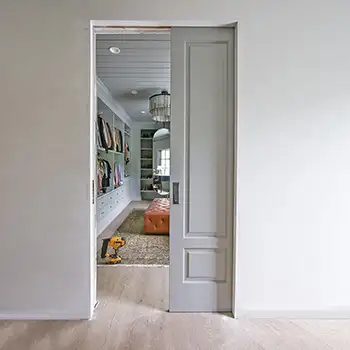 2 panel grey trimless wooden bedroom pocket sliding door