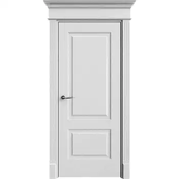 Residential Interior room white painted 2 panel door with crown