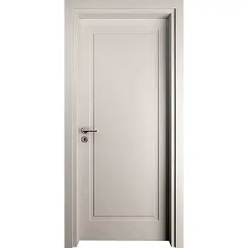 Interior room white painted 1 panel wood door