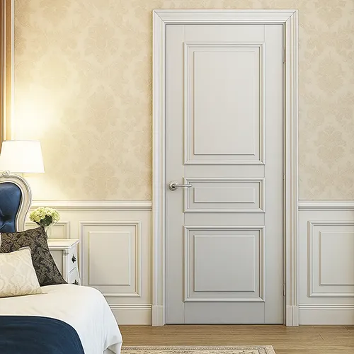 white paint wood 3 raised panel interior door with molding