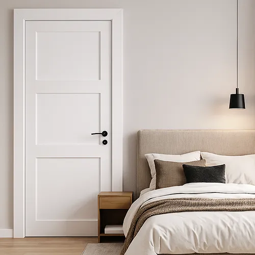 Wood white 3 panel shaker interior door prehung