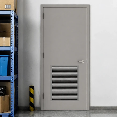Commercial steel bottom half louvered door