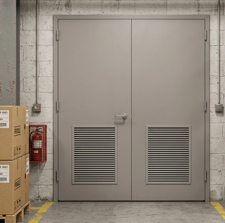 Commercial steel half louvre double door