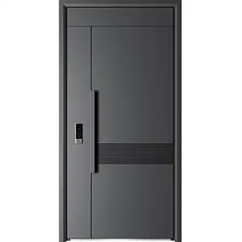 Black flush modern metal safety door for home